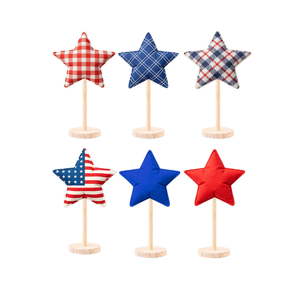 Unisex decorative star decoration figures made of fabric on wooden stand Bowlift