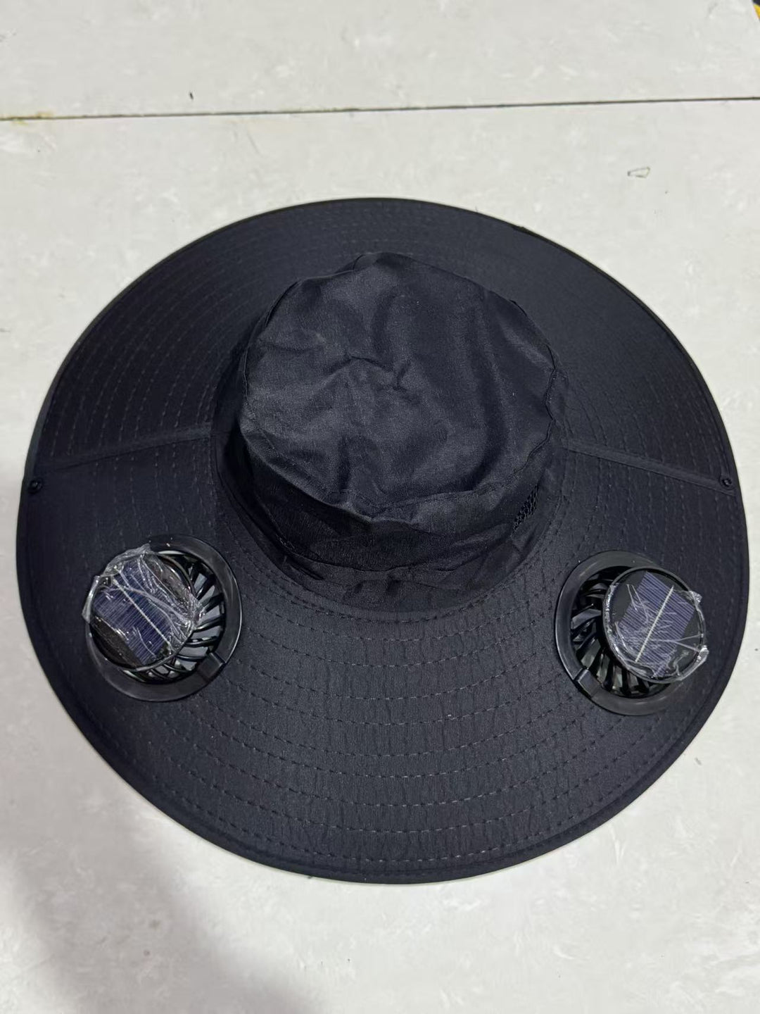 Ventilated sun hat with integrated battery fans, breathable mesh inserts, and adjustable chin strap Bowlift