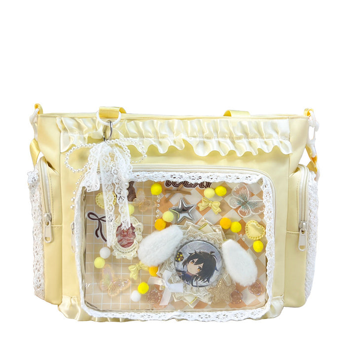 Shoulder bag with transparent front and playful applications Bowlift