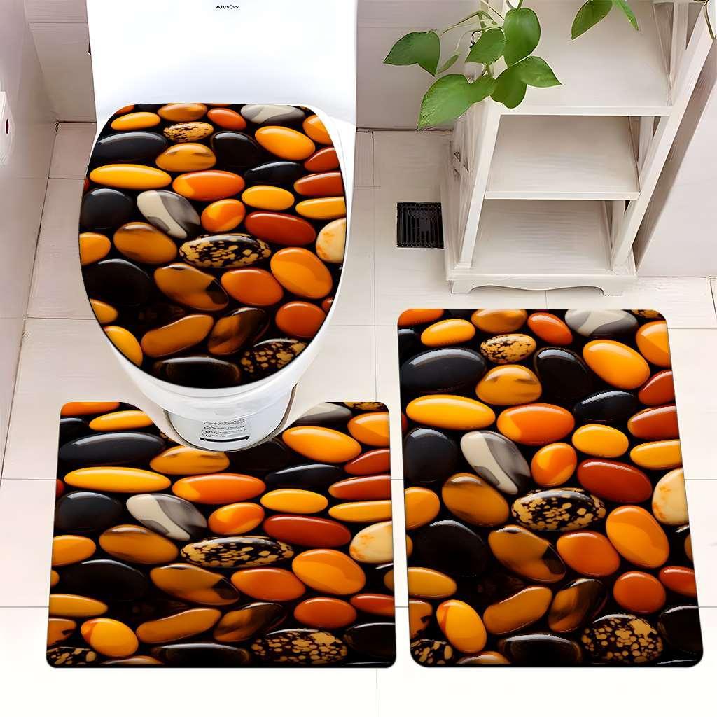 Decorative Pebble Bathroom Mat Set Bowlift
