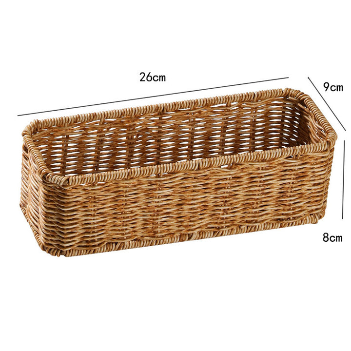 Handwoven Rectangular Wicker Storage Basket Bowlift