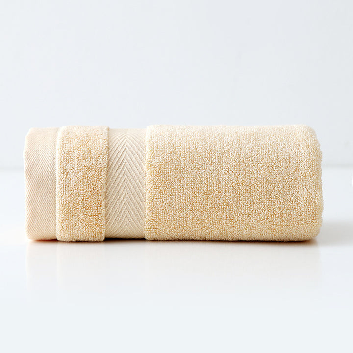 Plush Long-Staple Cotton Bath Towel With Dense Terry Pile And Chevron Dobby Border