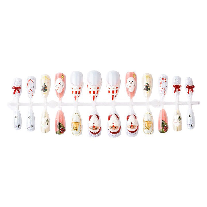 Artificial nail set with festive winter designs Bowlift