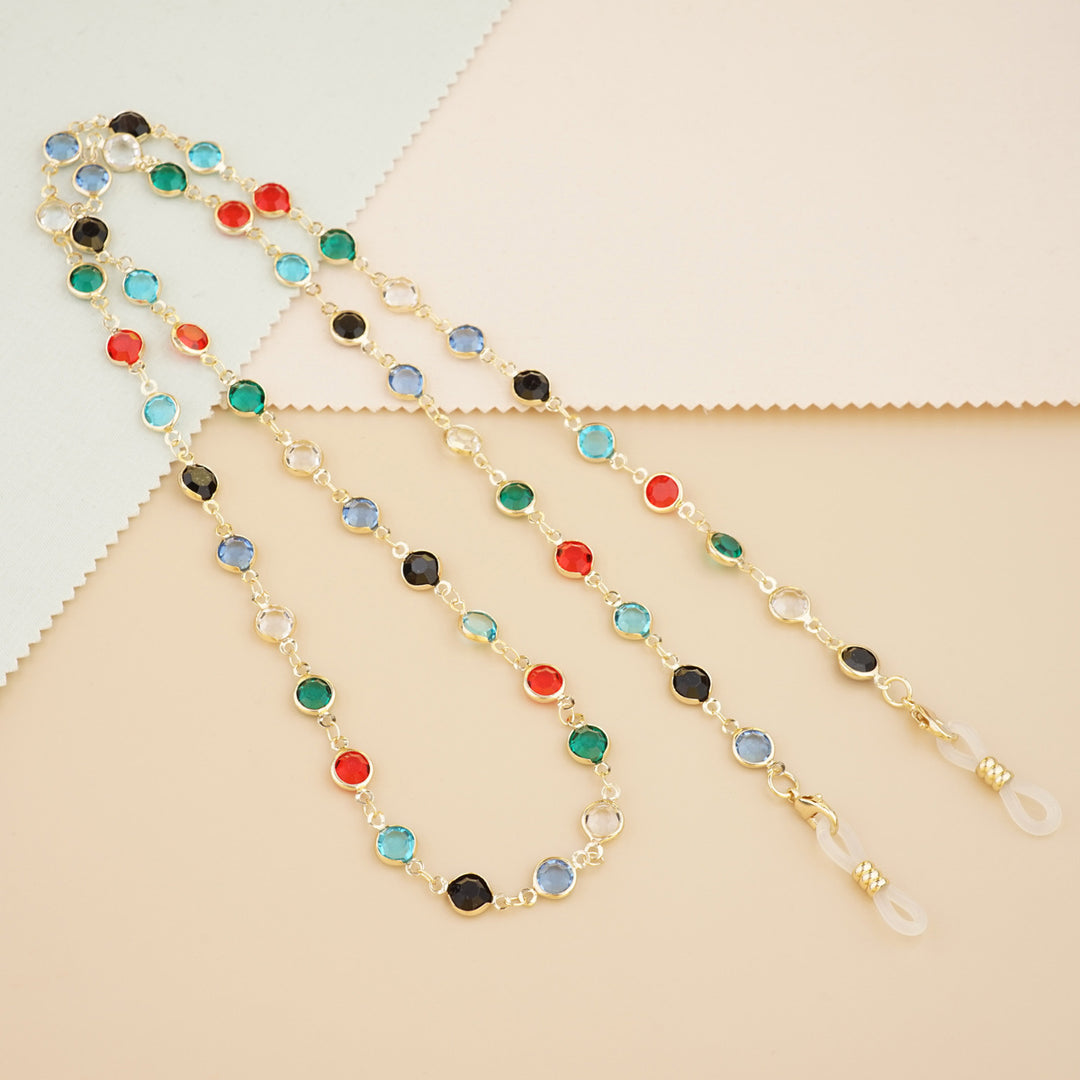 Gemstone-Accented Eyewear Chain Bowlift