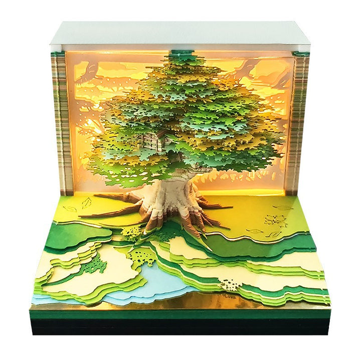 Handcrafted Layered Diorama Led Lightbox With Pop-Up Maple Tree Scene