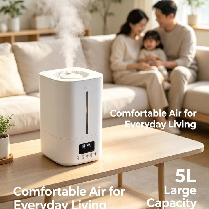 Five liter cool mist ultrasonic humidifier with LED display, programmable timer and ultra-quiet operation Bowlift