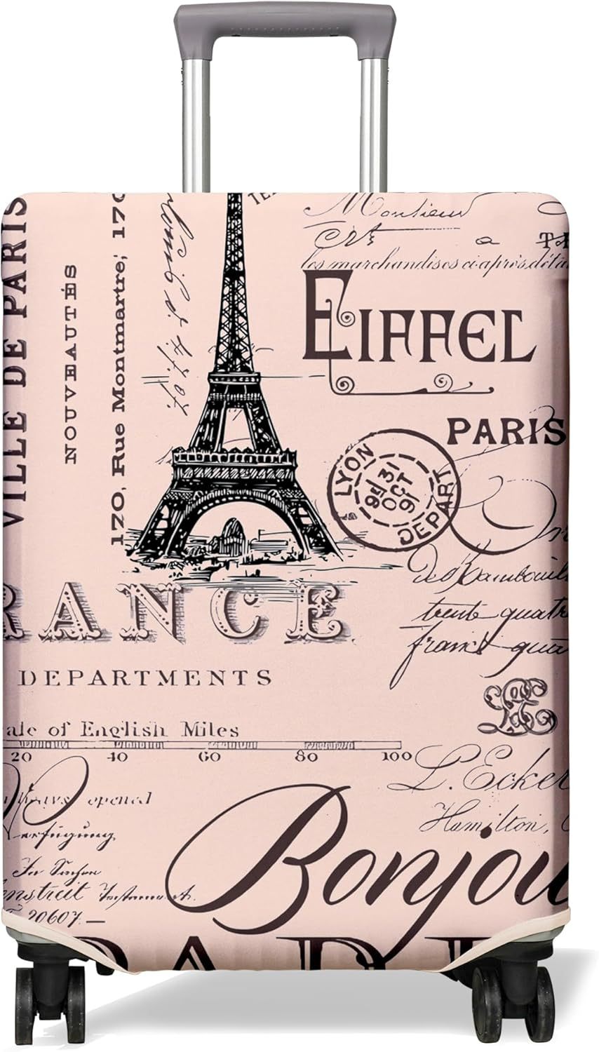 Unisex non-elastic suitcase cover with Paris motif and water-repellent stretch fabric for trolley Bowlift