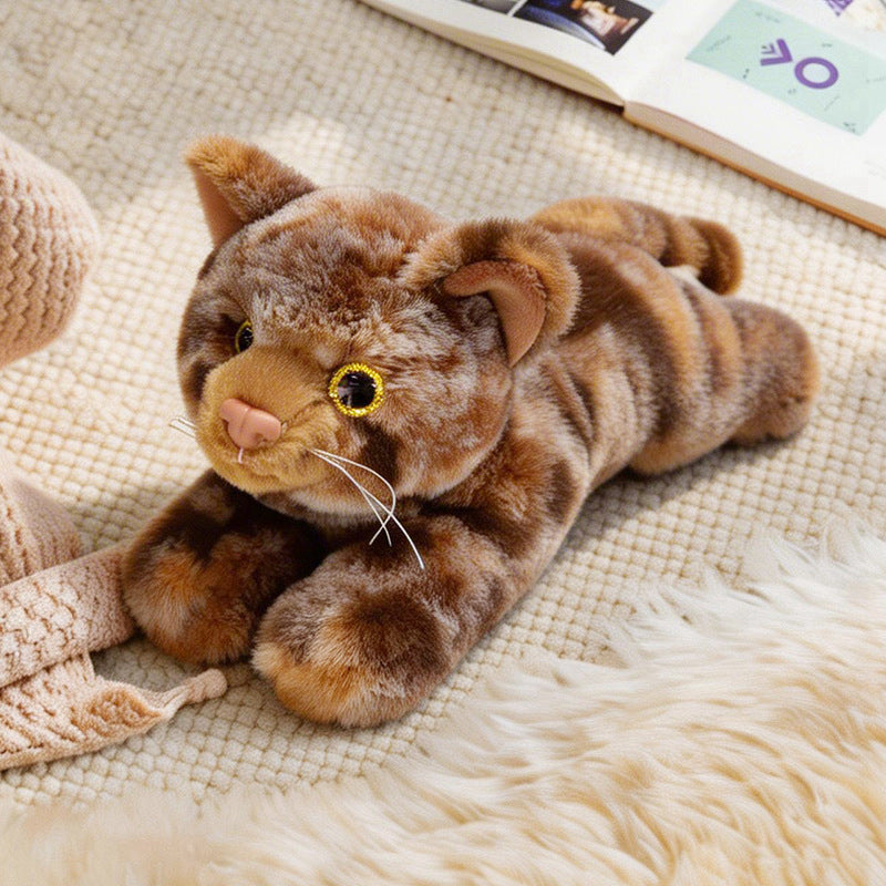 Lifelike Stretching Cat Plush Floor Cuddle Pillow Bowlift