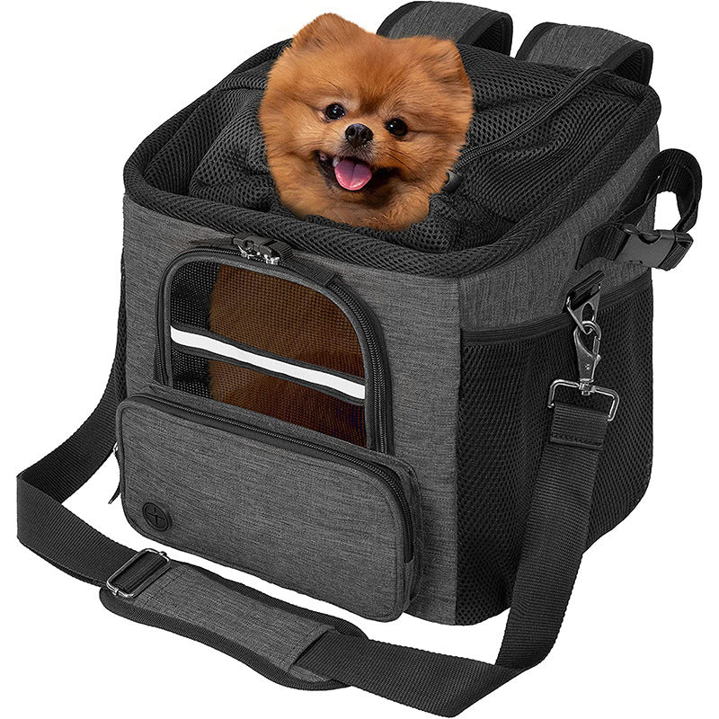 collapsible pet bicycle basket with safety tether breathable mesh and storage pockets Bowlift