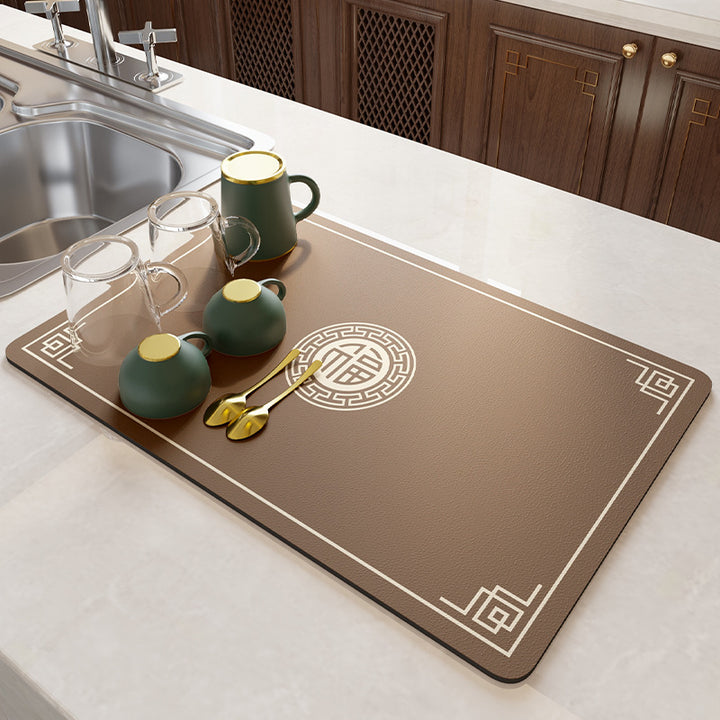 Floral Pattern Kitchen Drain Mat Bowlift