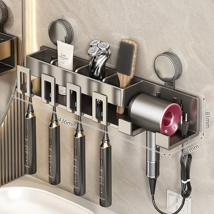 Wall-Mounted Hair Tool Organizer with Storage Compartment Bowlift
