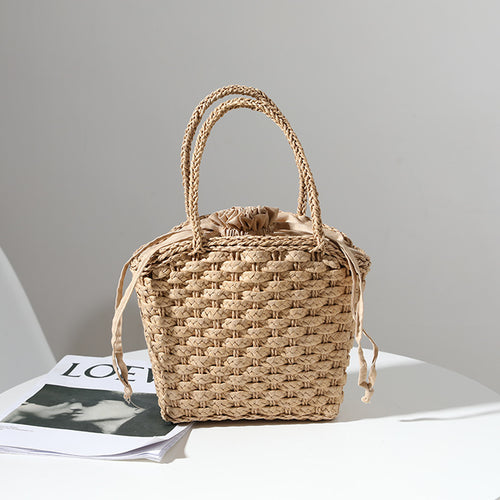 Handmade straw bag with adjustable inner lining Bowlift