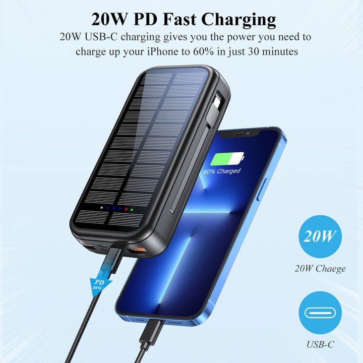 Solar-powered power bank with integrated fast charging function Bowlift