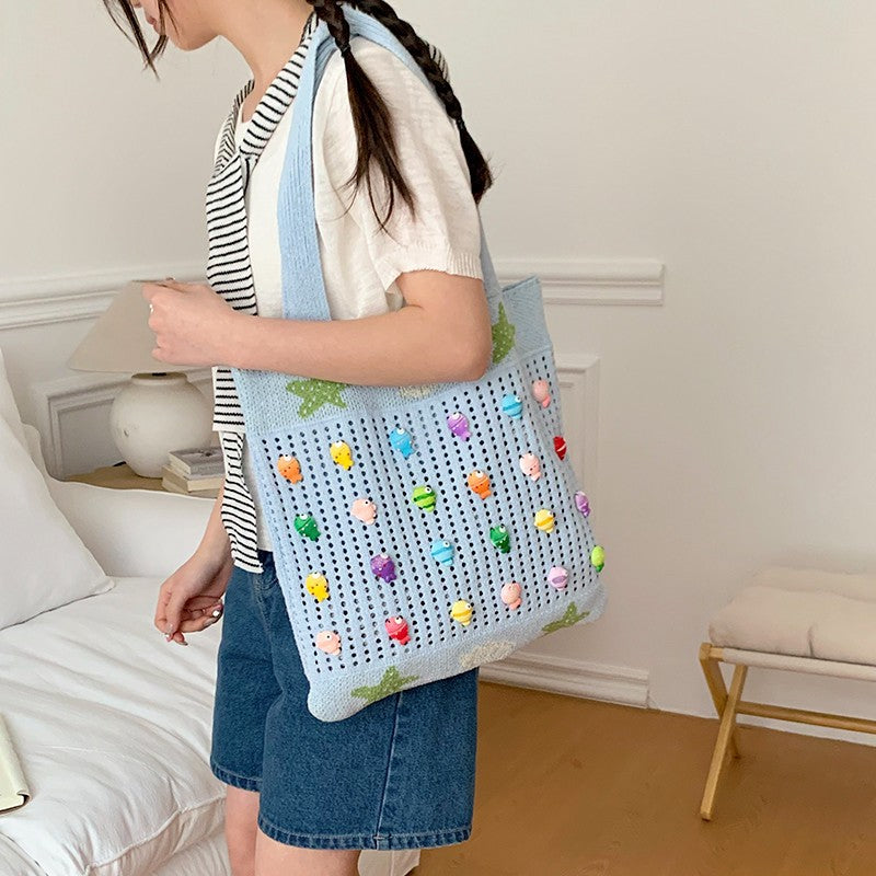 Colorful Decorative Crochet Tote Bag Bowlift