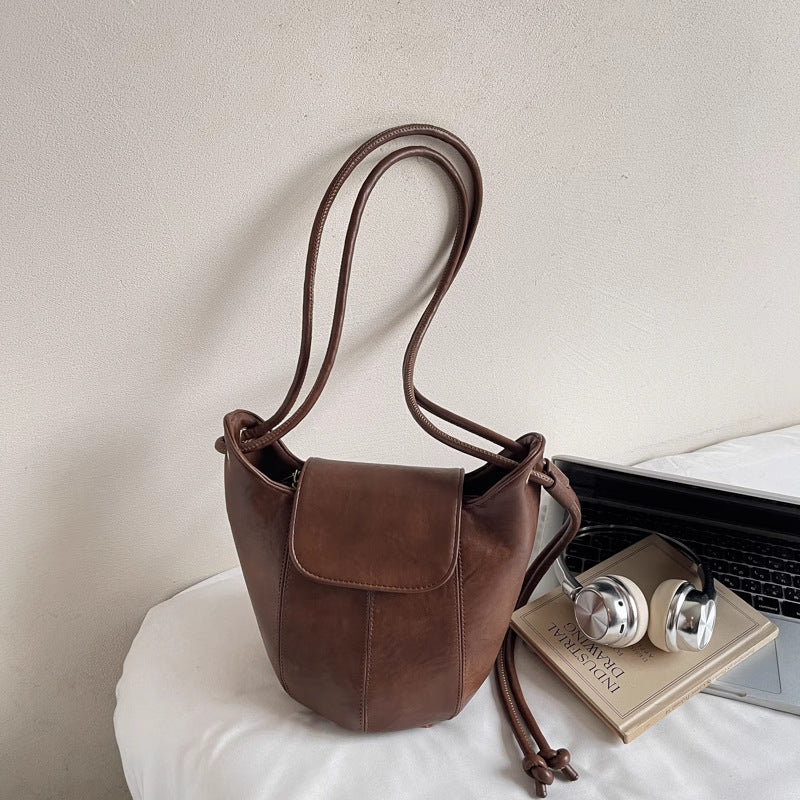 Casual Leather Bucket Bag Bowlift
