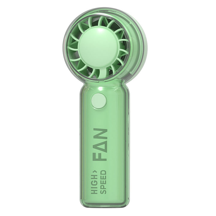 Cooling portable high-speed handheld mini fan with transparent safety housing and USB-C recharge Bowlift