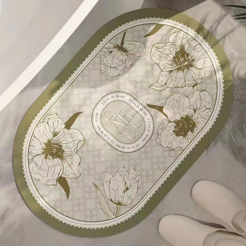 Elegant Floral Design Bath Mat Bowlift