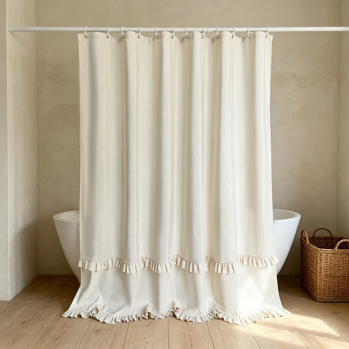 Elegant Ruffled Shower Curtain Bowlift