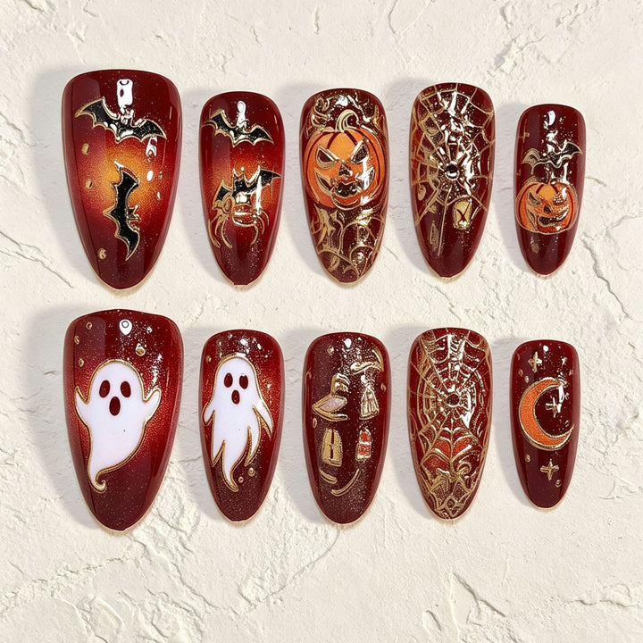 Artificial Nail Set with Halloween Designs Bowlift