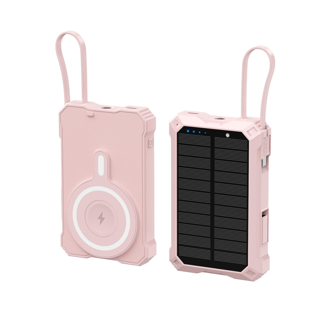 Solar-powered power bank with wireless charger Bowlift