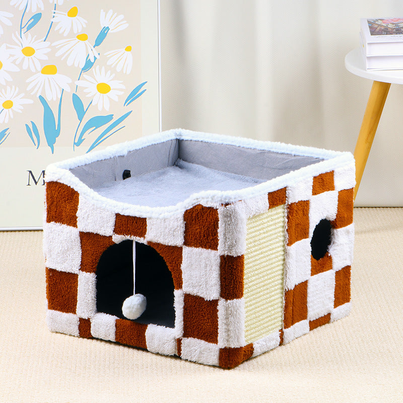 Cozy Plush Cat Hideout Bowlift