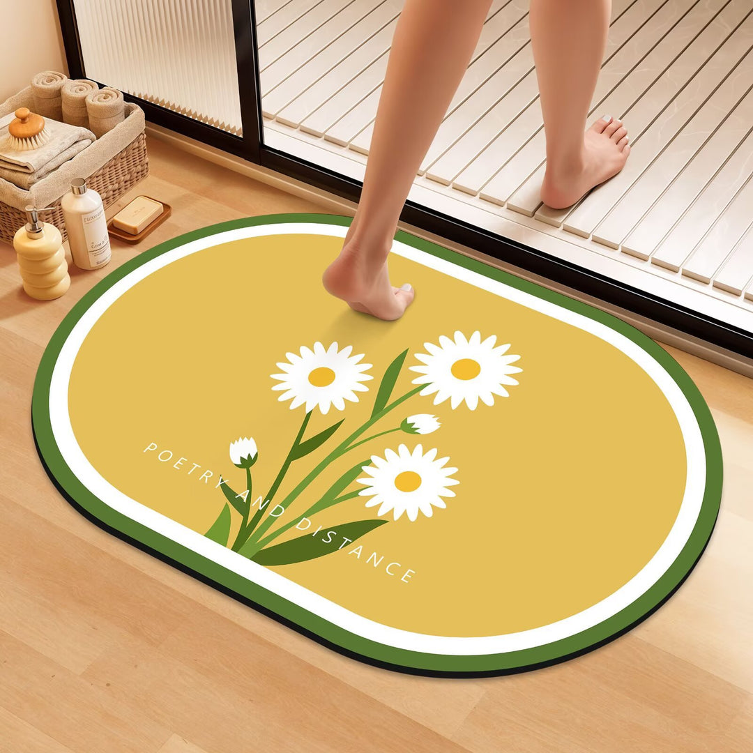 Artistic Floral Bath Mat Bowlift