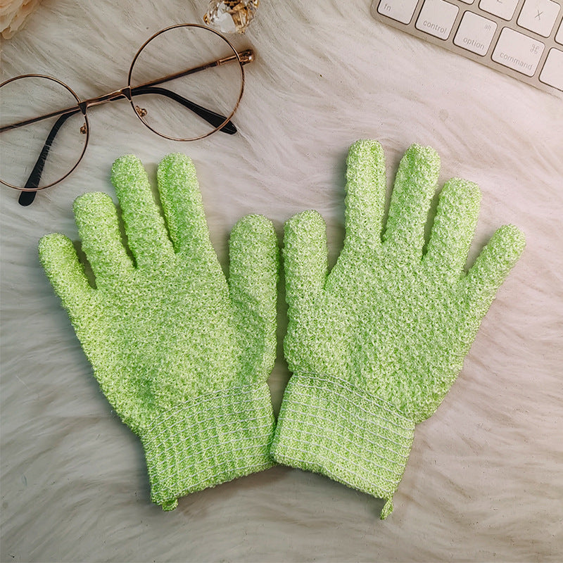 Exfoliating Shower Gloves with Soft Textured Scrub Fabric and Stretchy Elastic Cuff Bowlift