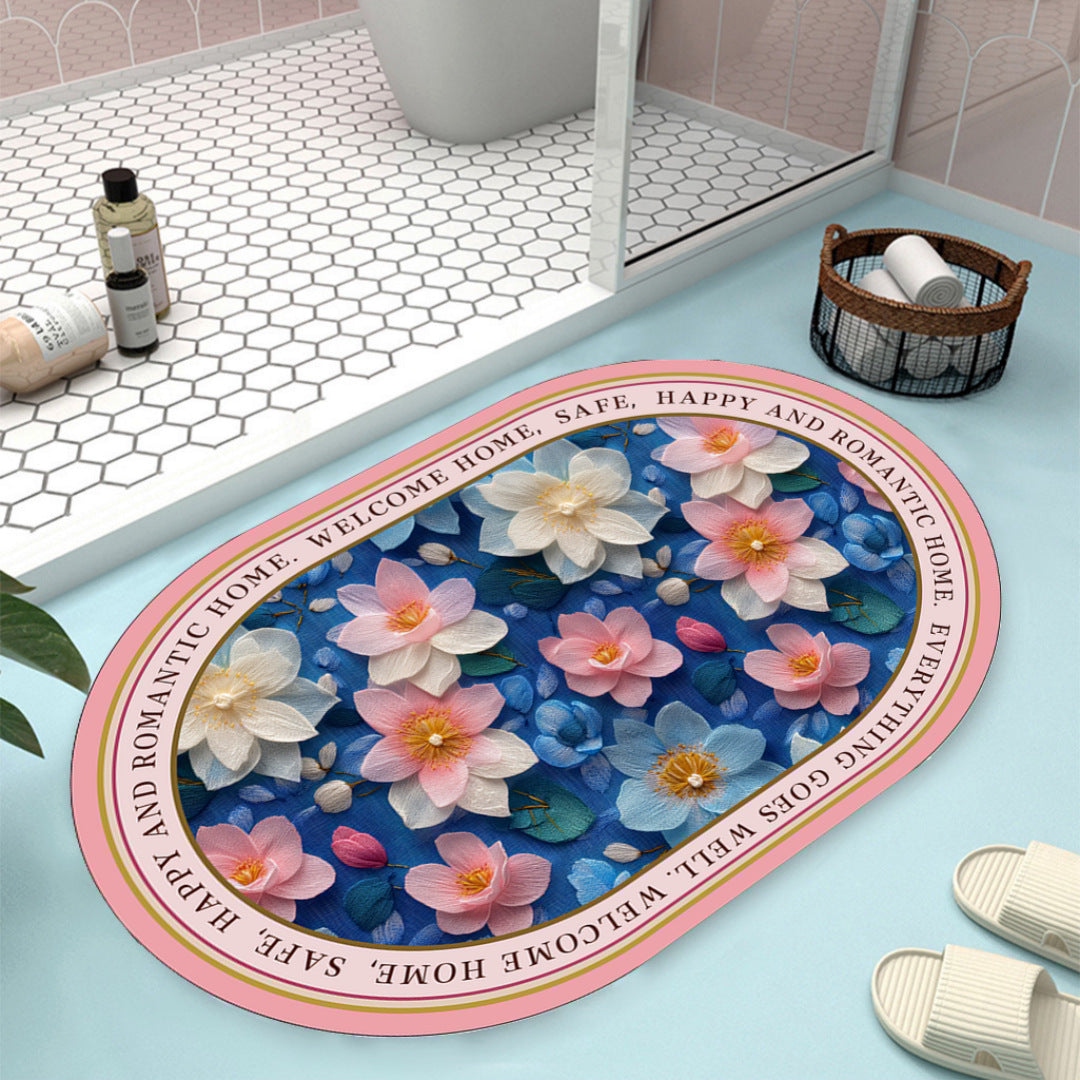 Floral Design Bath Mat Bowlift