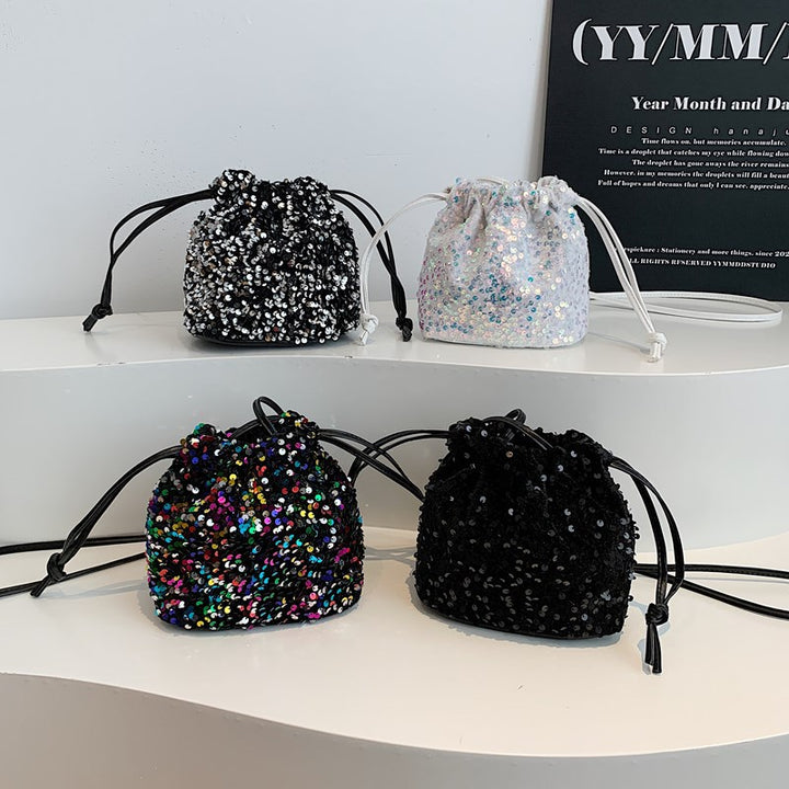 Glittery Sequin Drawstring Mini Bag Bowlift