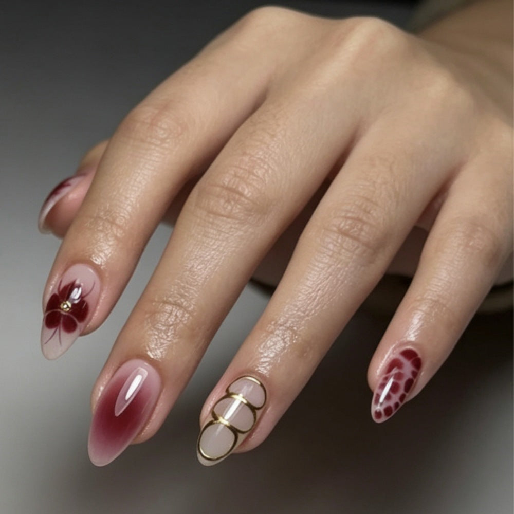 Artistic Floral Design Press-On Nails
