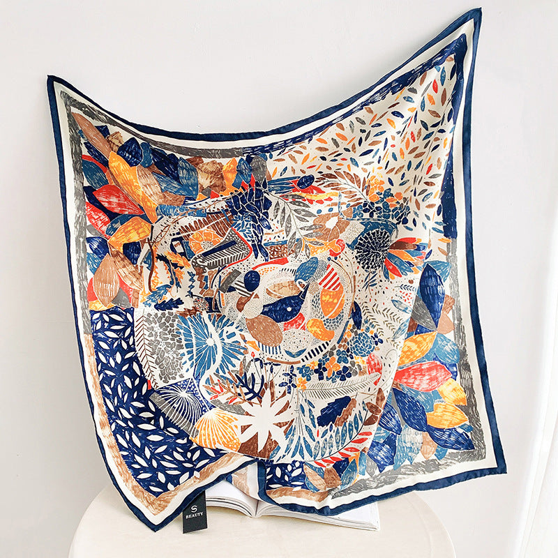 Women's silk scarf in elegant botanical design Bowlift