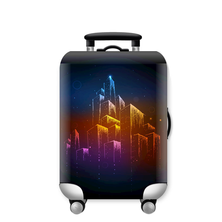 Women Hard Shell Suitcase with Urban Skyline Motif Bowlift