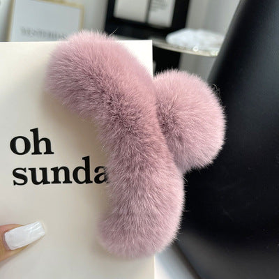 Plush Faux Fur Hair Claw Clip Bowlift