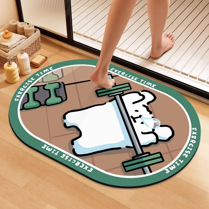 Playful Cartoon Dog Bath Mat Bowlift