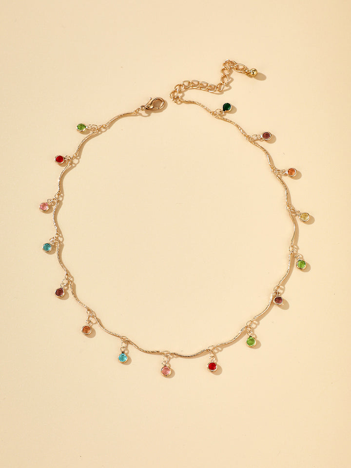 Gold-Plated Gemstone Charm Necklace Bowlift