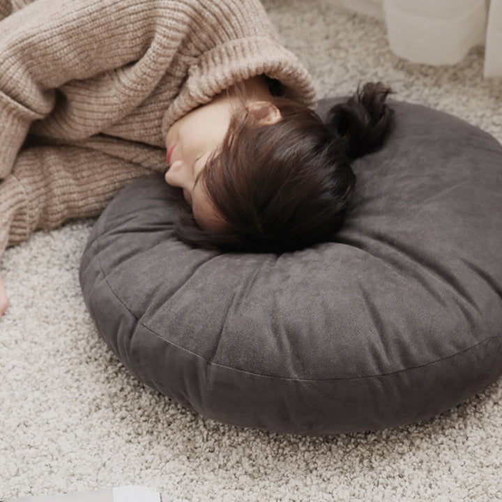 Round seat pouf with soft velvet cover, removable zipper, and shape-stable filling Bowlift