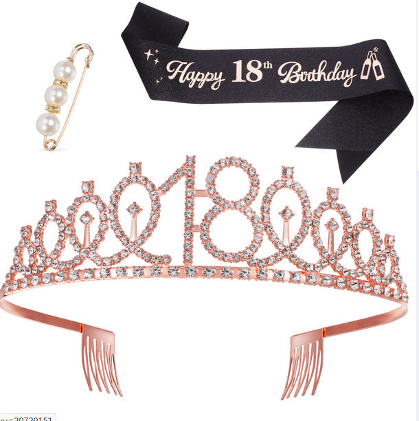 Ladies Sparkling Tiara with personalized 80th Birthday Inscription Bowlift