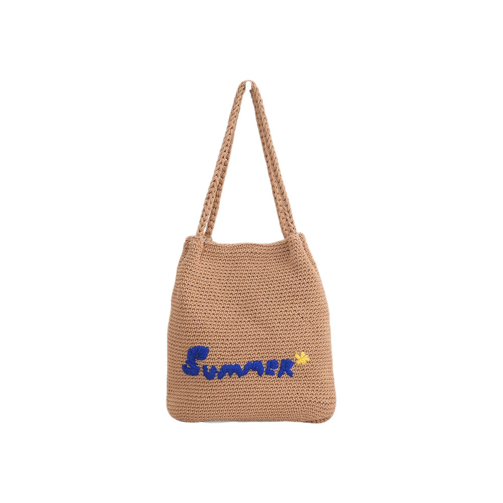 Handcrafted straw bag with summer motif Bowlift