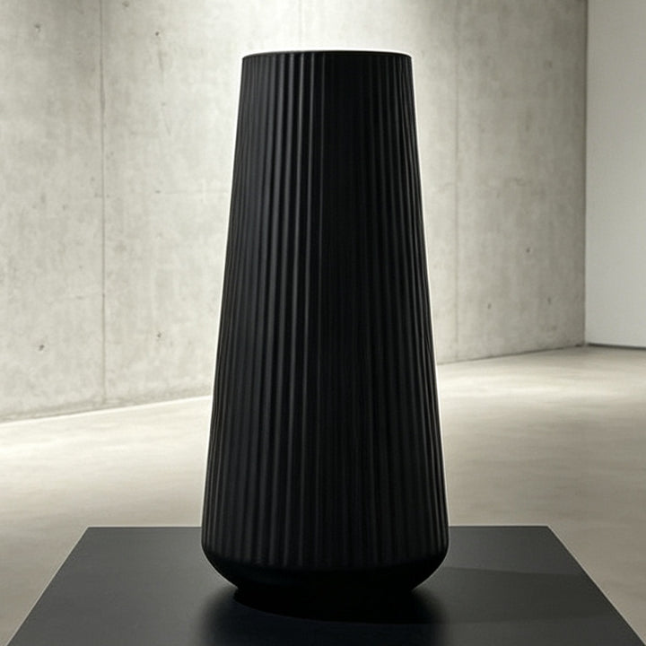 Modern Vertical Ribbed Ceramic Vase Bowlift