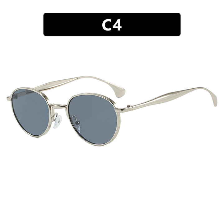Women's round sunglasses with elegant metal frame and UV protection Bowlift