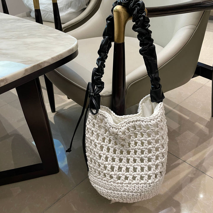 Hand-knotted tote bag with leather accents Bowlift