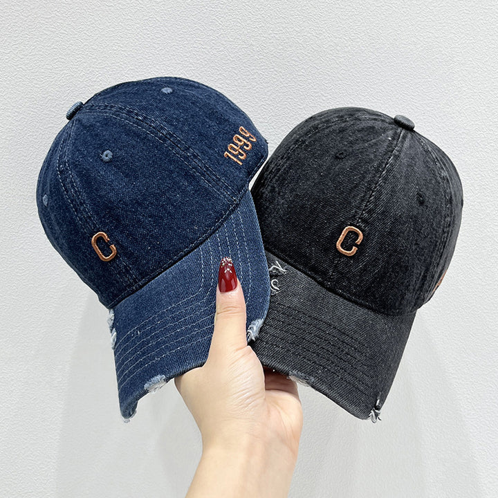 Women's Distressed Denim Baseball Cap Bowlift 1784270579
