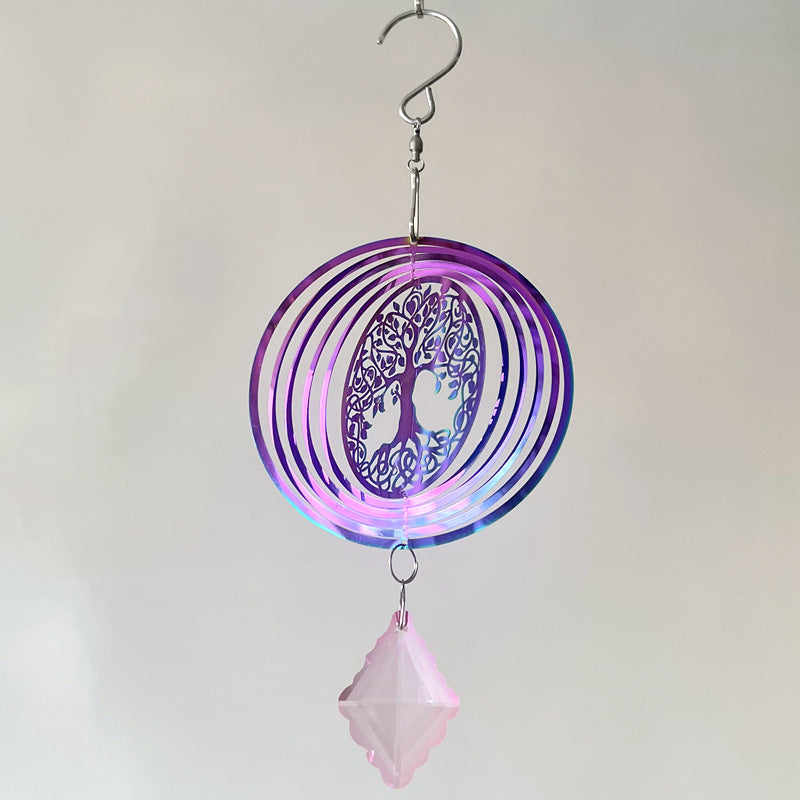 Iridescent Layered Heart Wind Spinner Hanging Suncatcher Bowlift