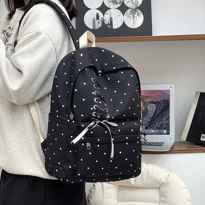 Playful Polka Dot Casual Backpack Bowlift