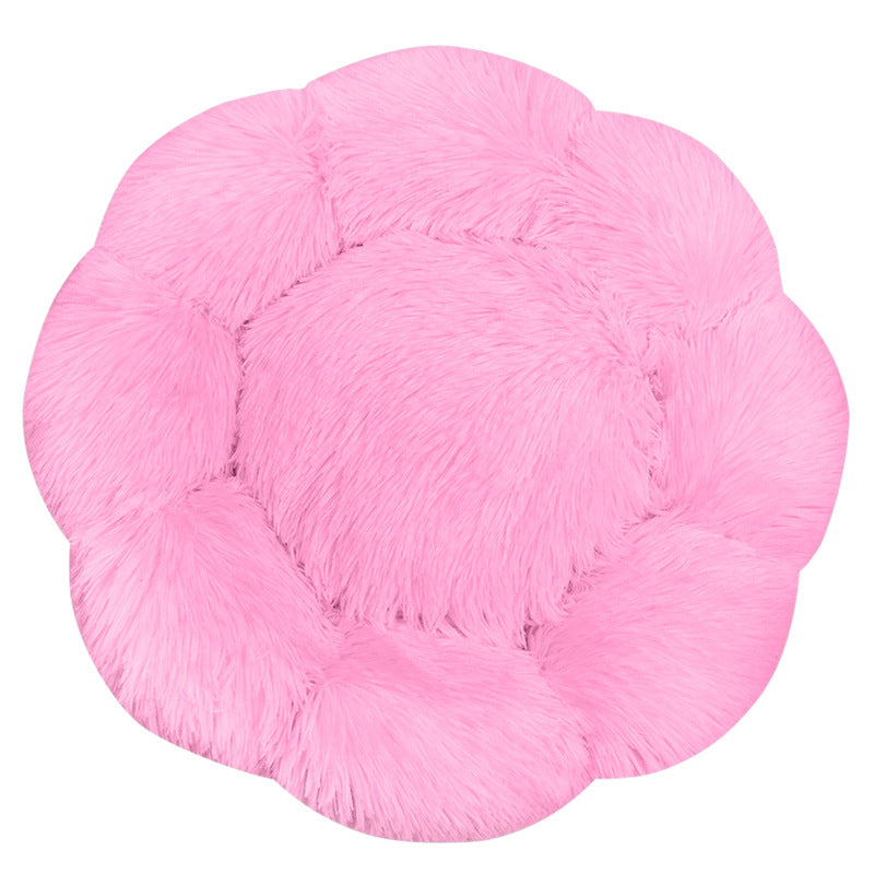 Flower-Shaped Plush Dog Bed