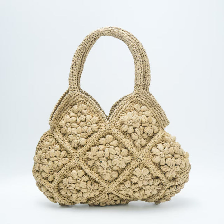 Macrame Handbag with Floral 3D Applications Bowlift