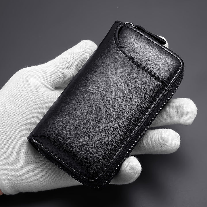 RFID Blocking Leather Zip Wallet