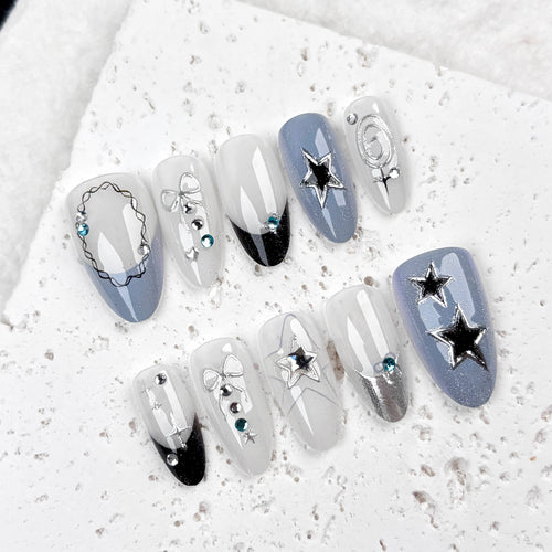 Premium Star-Embellished Press-On Nail Set