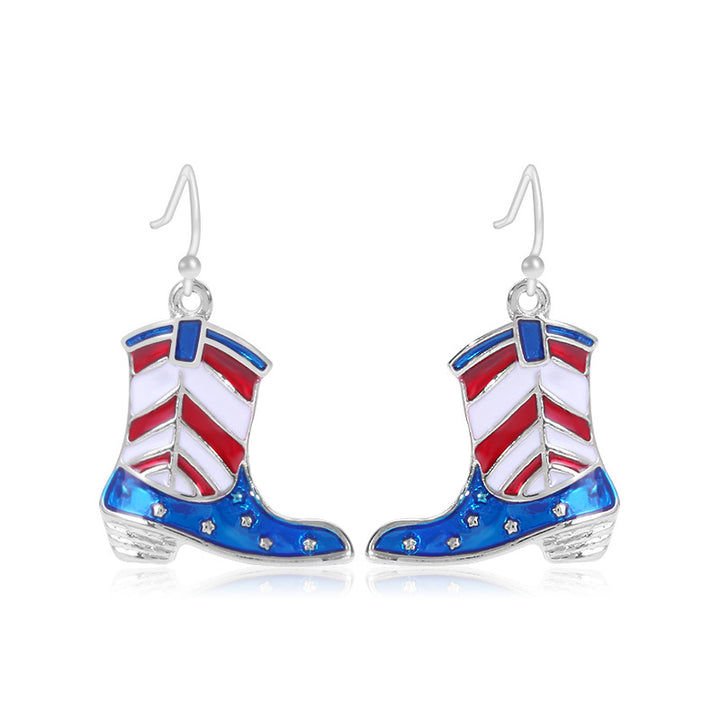 Women's lightweight star earrings with enamel flag design and fishhook Bowlift