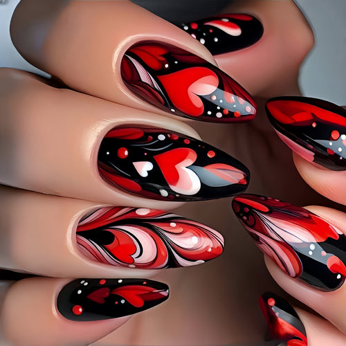 Nail art with romantic heart design Bowlift